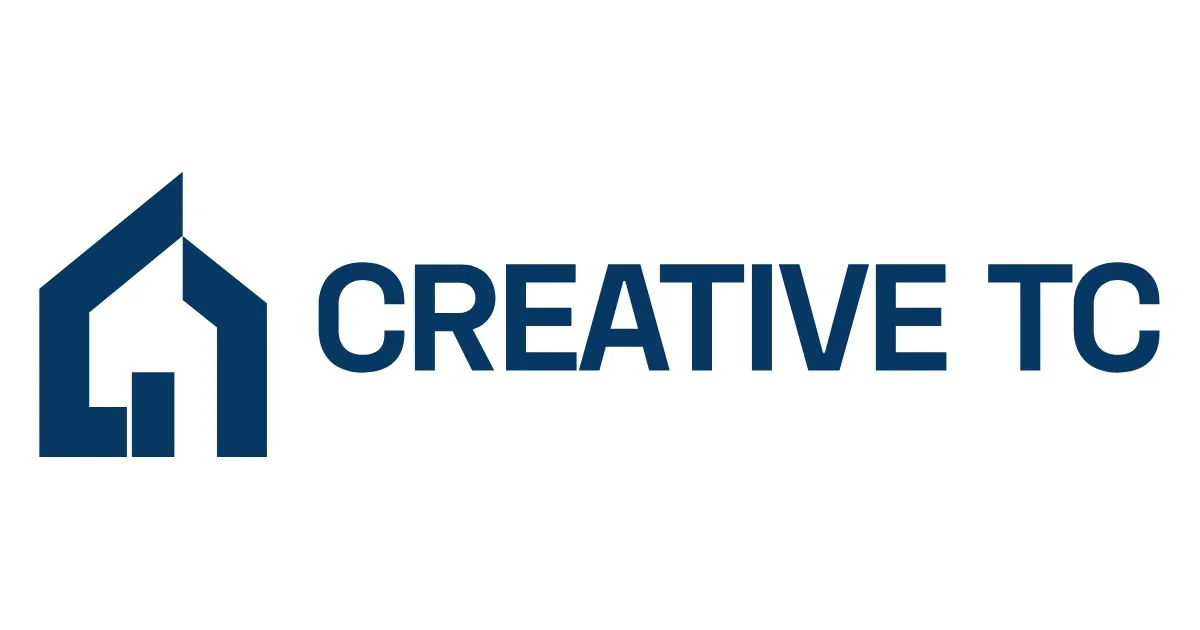 Navy blue corporate logo for Creative TC featuring a geometric house-shaped icon.