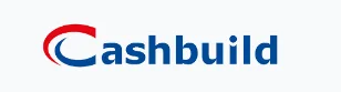 The Cashbuild logo featuring a red and blue curved swoosh icon to the left of the brand name in bold blue sans-serif text.