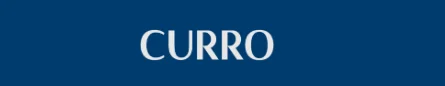 The Curro logo featuring the brand name in a clean, white serif font centered on a solid dark blue rectangular background.